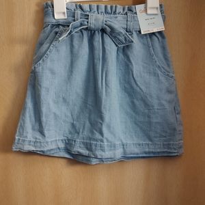 Cat & Jack Girls' Tie Waist Pull-On Jeans Skirt Light Wash - Size M (7/8)